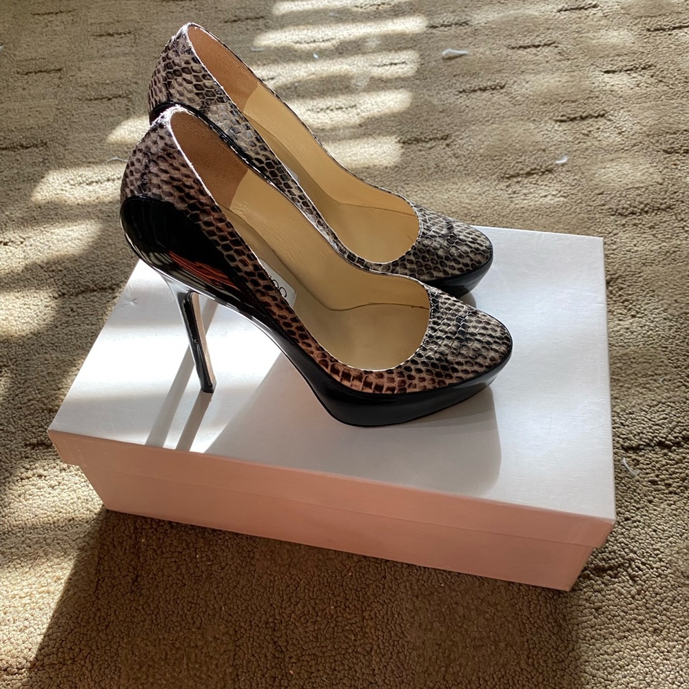 Jimmy Choo Snakeskin Heels - Black and Brown